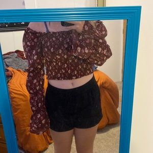 Floral long sleeve crop top